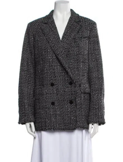 Pre-owned Theory Tweed Pattern Blazer In Black