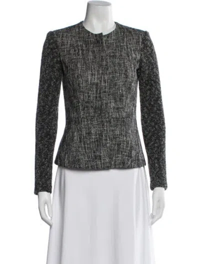 Pre-owned Theory Tweed Pattern Blazer In Black