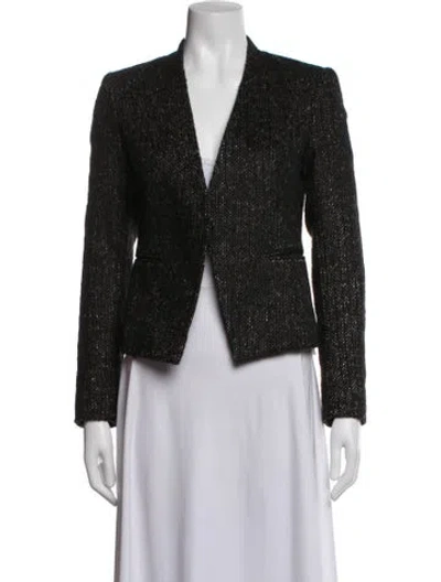 Pre-owned Theory Tweed Pattern Blazer In Black