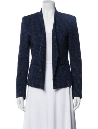 Pre-owned Theory Tweed Pattern Blazer In Blue