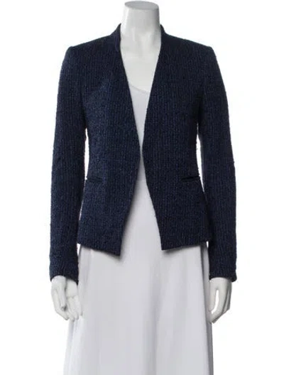 Pre-owned Theory Tweed Pattern Blazer In Blue