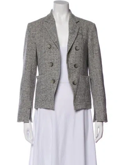 Pre-owned Theory Tweed Pattern Blazer In Gray