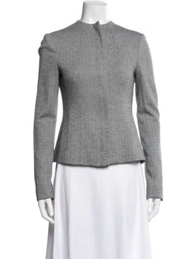 Pre-owned Theory Tweed Pattern Blazer In Gray