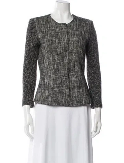 Pre-owned Theory Tweed Pattern Blazer In Gray