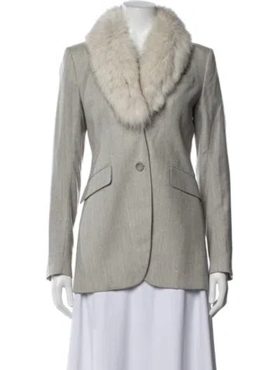 Pre-owned Theory Tweed Pattern Blazer In Grey