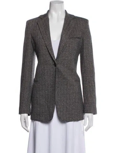 Pre-owned Theory Tweed Pattern Blazer In Grey