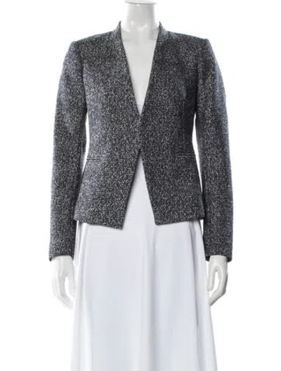 Pre-owned Theory Tweed Pattern Blazer In White