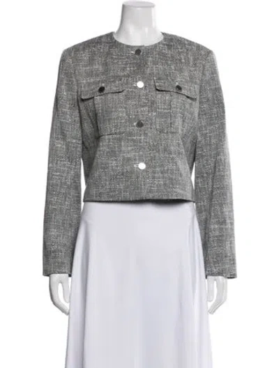 Pre-owned Theory Tweed Pattern Blazer In White