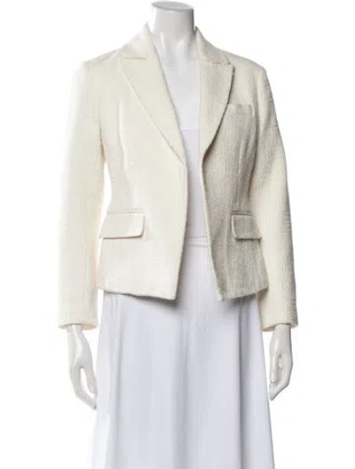 Pre-owned Theory Tweed Pattern Blazer In White