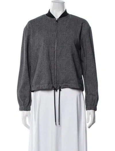 Pre-owned Theory Tweed Pattern Bomber Jacket In Black/white