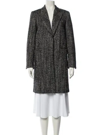 Pre-owned Theory Tweed Pattern Coat In Black