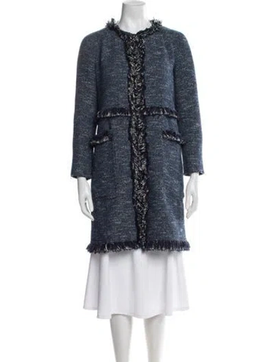 Pre-owned Theory Tweed Pattern Coat In Blue