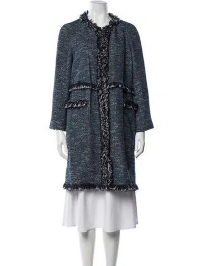 Pre-owned Theory Tweed Pattern Coat In Blue
