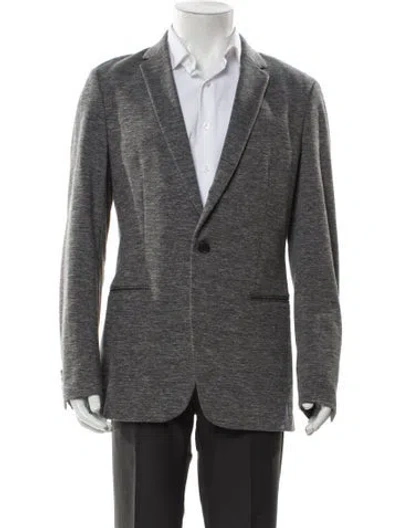 Pre-owned Theory Tweed Pattern Coat In Gray