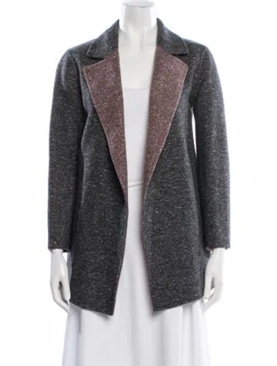 Pre-owned Theory Tweed Pattern Coat In Gray