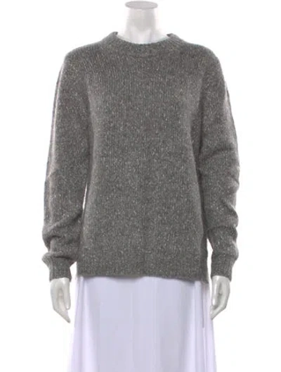 Pre-owned Theory Tweed Pattern Crew Neck Sweater In Grey/white