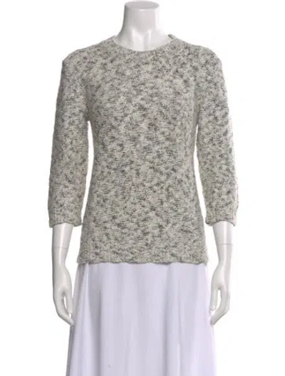 Pre-owned Theory Tweed Pattern Crew Neck Sweater In Neutral