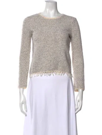 Pre-owned Theory Tweed Pattern Crew Neck Sweater In Neutral