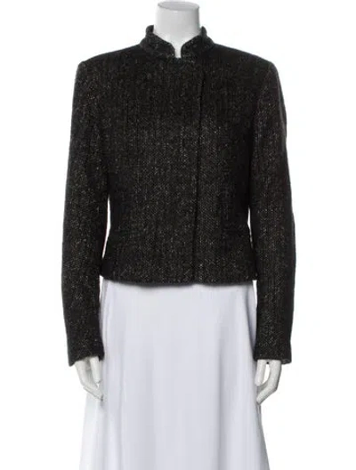 Pre-owned Theory Tweed Pattern Evening Jacket In Black