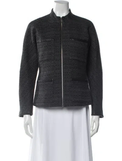 Pre-owned Theory Tweed Pattern Evening Jacket In Black