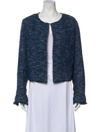 Pre-owned Theory Tweed Pattern Evening Jacket In Blue