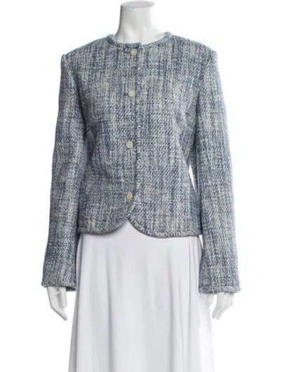 Pre-owned Theory Tweed Pattern Evening Jacket In Blue