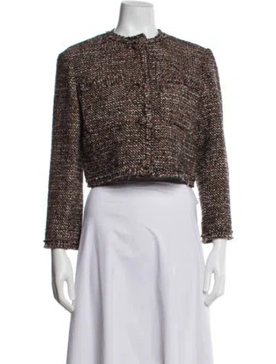 Pre-owned Theory Tweed Pattern Evening Jacket In Brown