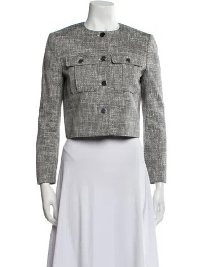 Pre-owned Theory Tweed Pattern Evening Jacket In Gray