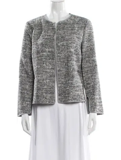 Pre-owned Theory Tweed Pattern Evening Jacket In Gray