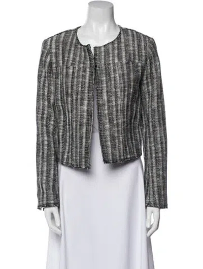 Pre-owned Theory Tweed Pattern Evening Jacket In Gray