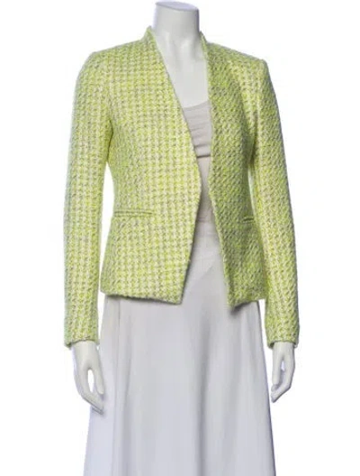 Pre-owned Theory Tweed Pattern Evening Jacket In Green