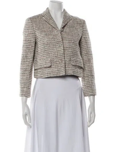 Pre-owned Theory Tweed Pattern Evening Jacket W/ Tags In White