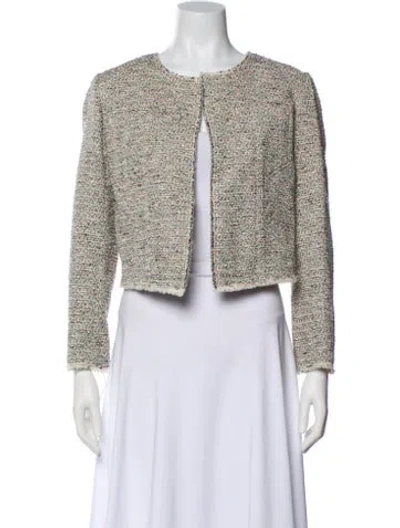 Pre-owned Theory Tweed Pattern Evening Jacket In White