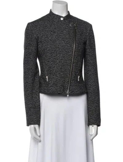 Pre-owned Theory Tweed Pattern Jacket In Black