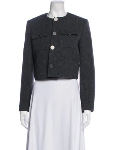 Pre-owned Theory Tweed Pattern Jacket In Black