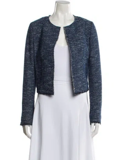 Pre-owned Theory Tweed Pattern Jacket In Blue