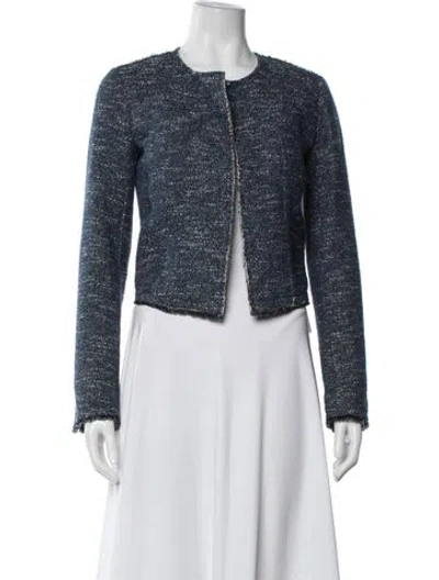 Pre-owned Theory Tweed Pattern Jacket In Blue