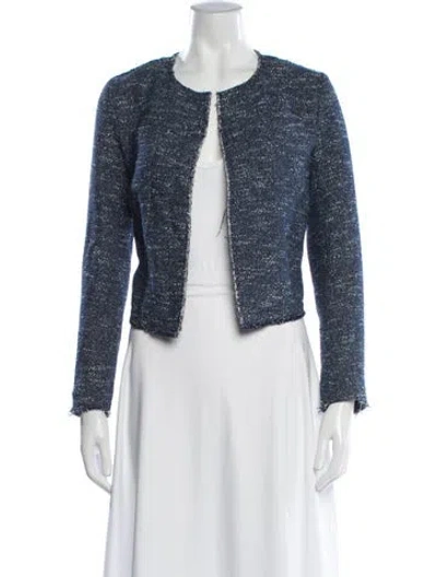 Pre-owned Theory Tweed Pattern Jacket In Blue