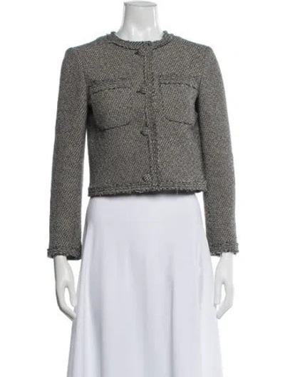 Pre-owned Theory Tweed Pattern Jacket In Gray