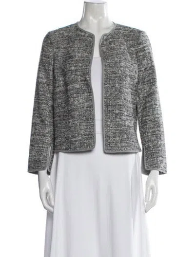 Pre-owned Theory Tweed Pattern Jacket In Gray