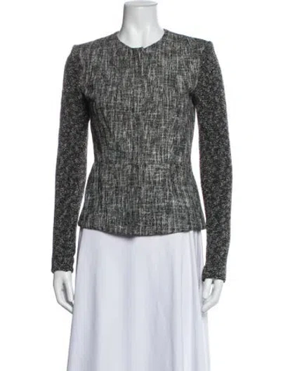 Pre-owned Theory Tweed Pattern Jacket In Grey