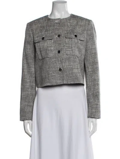 Pre-owned Theory Tweed Pattern Jacket In Grey