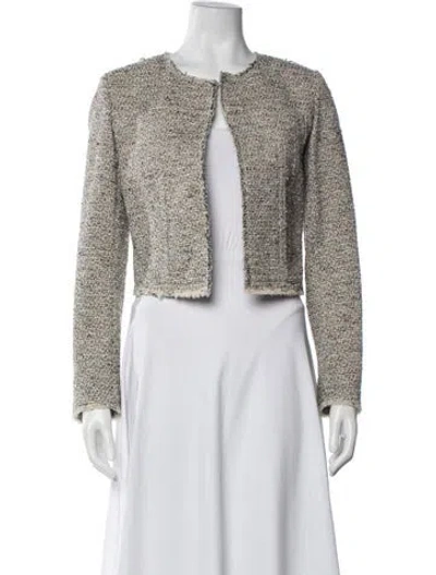 Pre-owned Theory Tweed Pattern Jacket In Neutrals