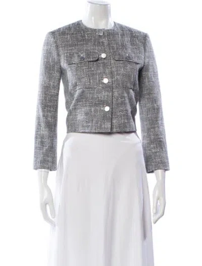Pre-owned Theory Tweed Pattern Jacket In White