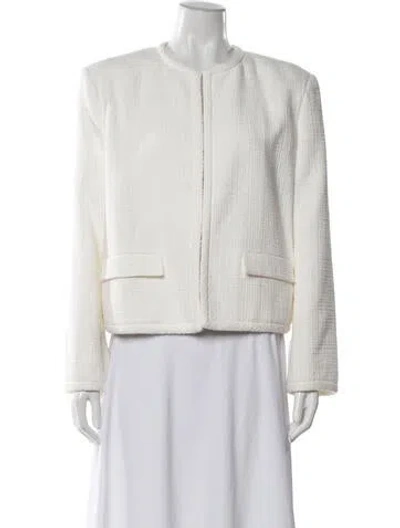 Pre-owned Theory Tweed Pattern Jacket In White