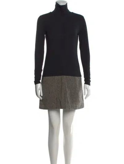 Pre-owned Theory Tweed Pattern Mini Dress In Black