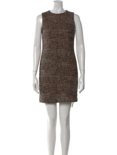 Pre-owned Theory Tweed Pattern Mini Dress In Brown