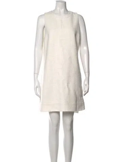 Pre-owned Theory Tweed Pattern Mini Dress In White