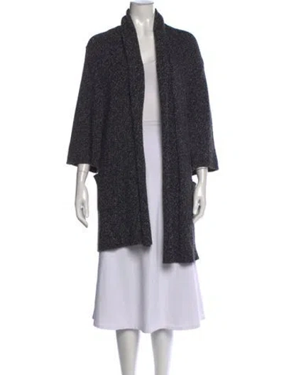 Pre-owned Theory Tweed Pattern Open Front Sweater In Gray
