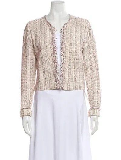 Pre-owned Theory Tweed Pattern Open Front Sweater In Neutral